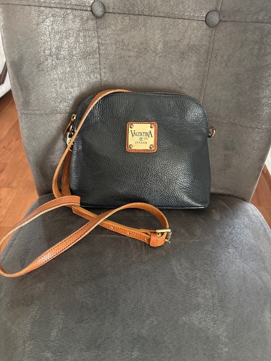 Valentina Handbags - Women’s Valentina Italia Black Pebbled Leather Crossbody Handbag